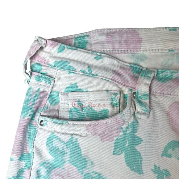 Vintage Y2K Pepe Jeans Capris in Pastel Floral Print Low Rise Sz 28 - Picture 3 of 11